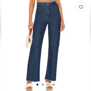 Weworewhat Frayed Waisted and Raw Hem Straight Denim Jeans